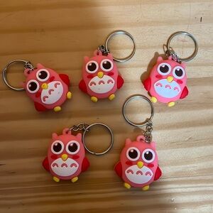 5 pack pink owl keychain